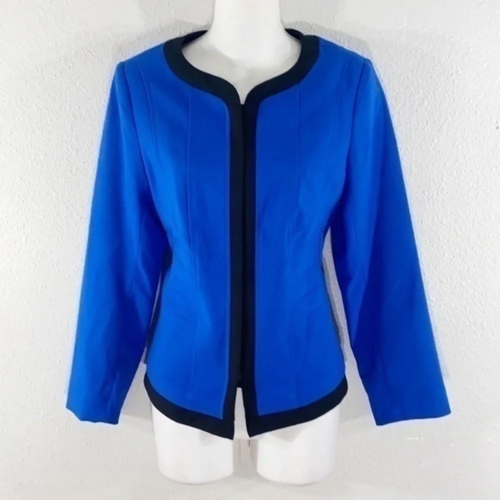 Calvin Klein cobalt blue black trim zipper jacket